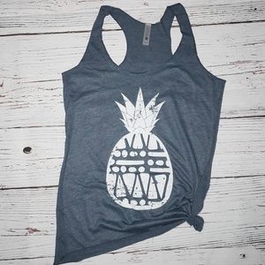 Distressed Pineapple Racerback Graphic Tank